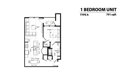 Lyric 1 Bedroom Accessible 2D Floor Plan